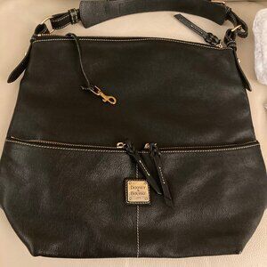 Dooney & Bourke Dillen Pebble Leather Double Pocket Hobo Black Large